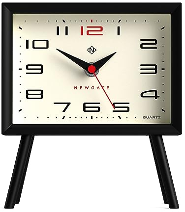 NEWGATE Henry Horloge de cheminée Noir avec Mouvement Silencieux sans tac, Plastique, crème, 19 x 16.6 x 7.5cm