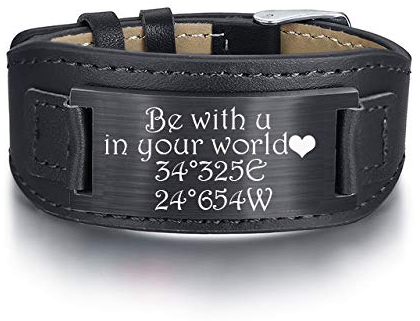 kaululu Herren Damen Personalisierte Lederarmbänder mit Namen Gravur Medical Alert ID Notfallarmband Edelstahl Armbänder für Männer Frauen Personalisierte Geschenke (#1)