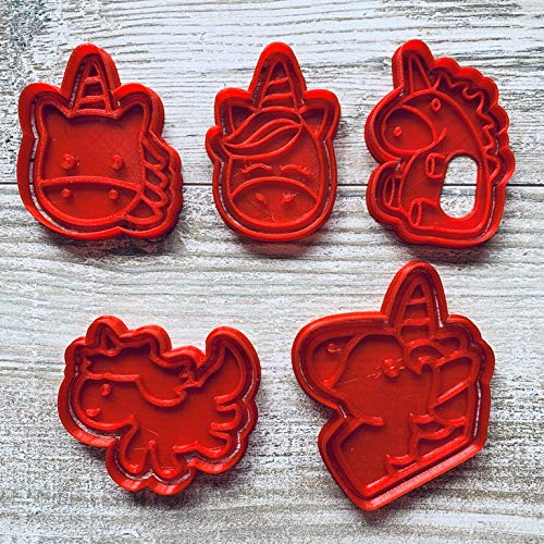 GoSolid3D Einhorn Unicorn Keksausstecher Ausstechform Plätzchenausstecher Cookie Cutter (Set aus 5 Formen)