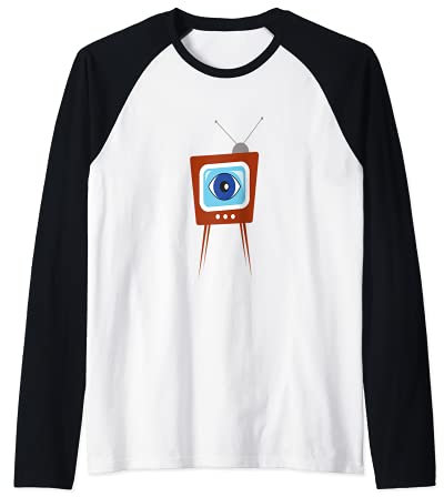 Televisor retro moderno de mediados de siglo Camiseta Manga Raglan