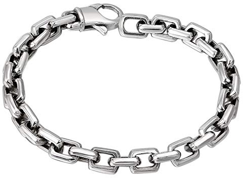 ForFox Pulsera Cadena eslabones de Plata de Ley 925 para Hombres Mujeres 7mm 18/20cm
