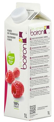 Boiron | Purea di lamponi | 100% frutta - senza aggiunta di zucchero, aromi, coloranti o conservanti | Perfetto per cocktail, dessert, cottura e gelati | 1 litro