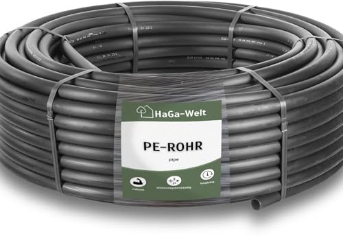 HaGa PE-Rohr schwarz - 3,2mm x 1,9mm in 100m Länge - für Bewässerungssysteme im Garten – Wasserleitung aus Kunststoff für Sprinklersystem & automatische Bewässerung