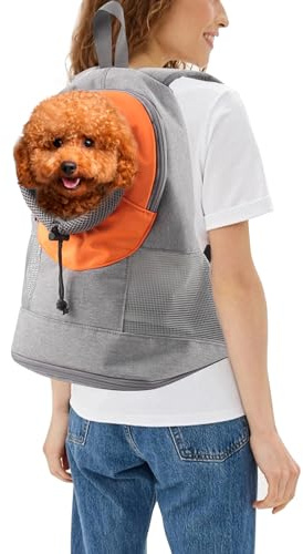 PETCUTE Hunderucksack für mittelgroße kleine Hunde,Verstellbare Katzenrucksack mit Kopf-Out und Ausbruchssicherem Design,Haustier Tragetasche für Hunde mit Herausnehmbarer Matte