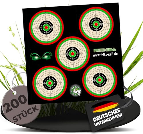 Fritz-Cell Zielscheiben 14x14cm 5er Spiegel Luftgewehr/-pistole – 200 Stück | Für Luftgewehr und Luftpistole