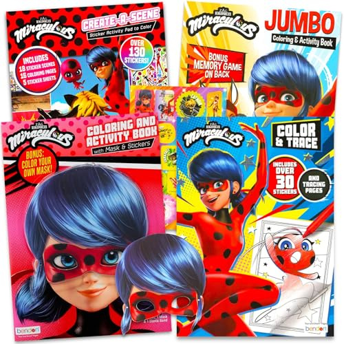 Miraculous Disney Bundle Marienkäfer-Aktivitätsset für Kinder – Bundle Marienkäfer-Malbuch, 80 Seiten, Grab n Go Spielpaket, Imagine Tintenbuch, Aufkleber und mehr Marienkäfer-Partyzubehör