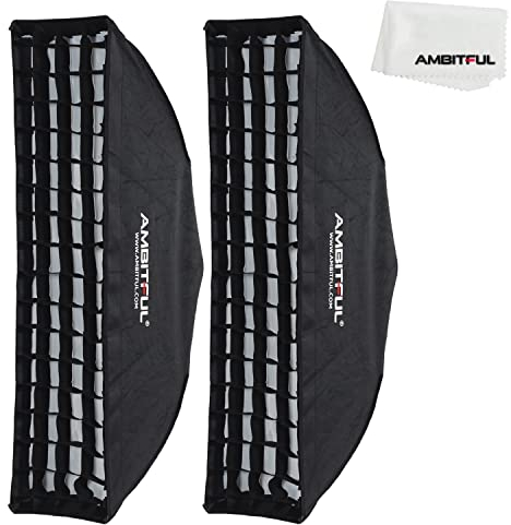 AMBITFUL 2PCS 22x90cm 9x35 Beehive Honeycomb Grid Strip Softbox Bowens Mount for Studio Flash