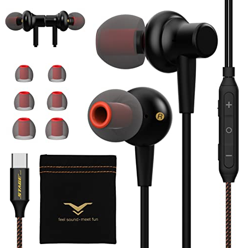 USB C In-Ear Kopfhörer Typ C Kopfhörer mit Super Bass und 7.1 Surround, HiFi-Klang Headset mit Mikrofon für Samsung Galaxy S22 S21 S20 Ultra Plus Huawei P40 P30 P20 Pro Mate iPad Pro Air 4 Mini 6