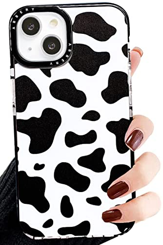 Abbery Hülle für iPhone 12 Mini/13 Mini Hülle Kuh Muster Durchsichtig Kuhflecken Druck Weiche klare Transparent mit Design Silikon HandyHülle Stoßfest Gummi Süß Schutzhülle Kratzfest Case Cover