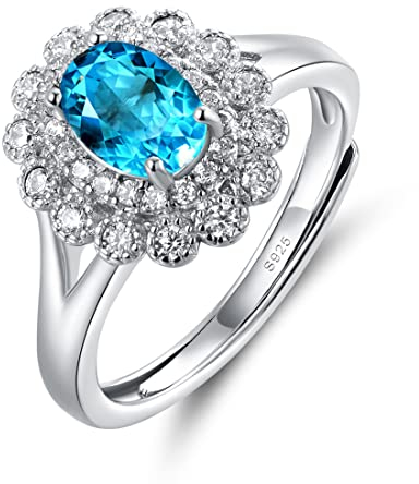 JIANGXIN 925 Sterlingsilber Offener Ring für Damen öffnung Prinzessin Diana Kate Ring Topaz Bandring verstellbar Finger Ring Minimalist Schmuck Accessoire