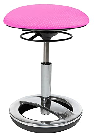 TOPSTAR Sitness Bob, ergonomischer Sitzhocker, Arbeitshocker, Bürohocker mit Schwingeffekt, Sitzhöhenverstellung, Standfußring Alu, poliert, Stoffbezug, Pink