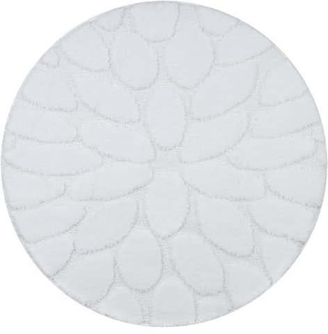 rugsx Badteppich SUPR Stones, Steine, Badematten rutschfest, weich & waschbar, für Fußbodenheizung geeignet, weiß Kreis 100 cm