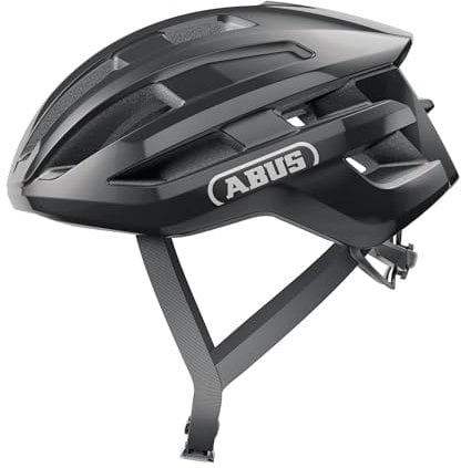 ABUS Rennradhelm PowerDome - leichter Fahrradhelm mit cleverem Belüftungssystem und aerodynamischem Profil - Made in Italy - für Damen und Herren - Schwarz Glänzend, Größe S