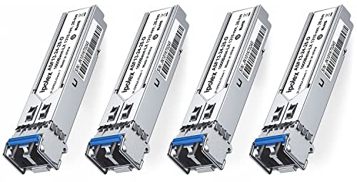 ipolex 1G SFP Singlemode LC Transceiver, 1000Base-LX Mini GBIC Modul Kompatibel mit Cisco GLC-LH-SMD, Ubiquiti UF-SM-1G, Meraki, TP-Link TL-SM311LS und mehr (SMF, 1310nm, 20 km),4-Pack