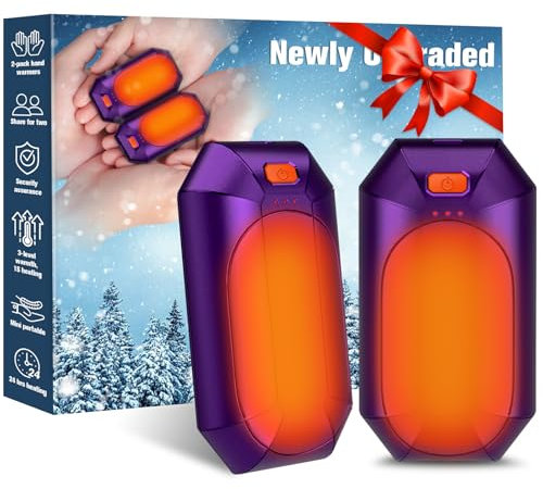 2 Pack Hand Warmers Rechargeable, Electric Hand Warmer Reusable, USB Handwarmers,Outdoor/Indoor/Golf/Camping/Hunting/Pain Relief/Watch Football/Baseball/Warm Gifts for Men Women Kid Birthday Christmas