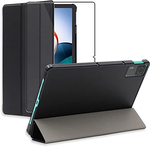 ebestStar - Cover per Xiaomi Redmi Pad, Custodia Protezione Flip Magnetica, Slim Case Sottile Pelle PU, Nero + Vetro Temperato
