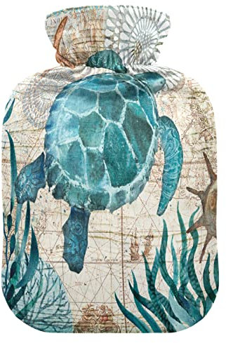 Sea Turtle Hot Water Bottle with Cover Hot Water Bottles for Pain Relief Hand Feet Warmer Hot Pack for Warming Hands, 2L