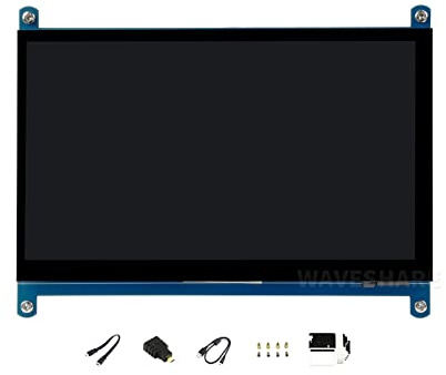 Waveshare for Raspberry Pi 7 inch Capacitive Touch Screen IPS Display Rev 4.1 1024 * 600 HDMI LCD C with Bicolor Case for Raspberry Pi 4B/3B+/3/2 B/B+