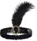 JUSTUSNX Gatsby Pailletten-Feder-Kristall-Stirnband, 1920er-Jahre, Flapper-Feder-Stirnband, Strass, Flapper-Kopfschmuck, Partyzubehör für Damen und Mädchen