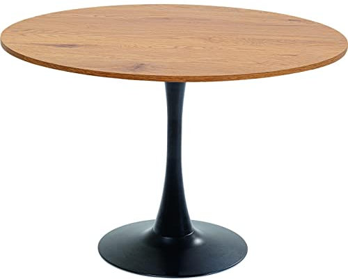 Kare Design Tisch Schickeria Eiche, Schwarz, 110cm Durchmesser, Platz für 4-6 Personen, moderner runder Esszimmertisch, Tischmöbel für Wohnzimmer, Eichenholz, 74x110x110cm (H/B/T)