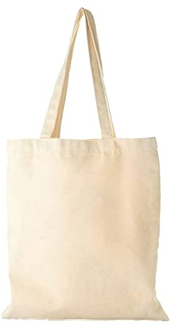 100% Cotton Canvas Reusable Shoulder Tote Bag Natural Colour with handle for Shopping Grocery Handbag Eco-Friendly Organic material decays and compost easily recyclable (Natural)