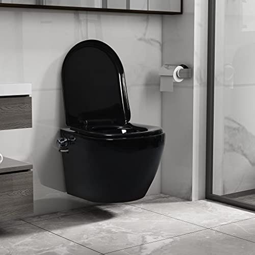 Wand-WC, randlos, mit Bidet-Funktion, Keramik, Schwarz, Artikelfarbe: Schwarz