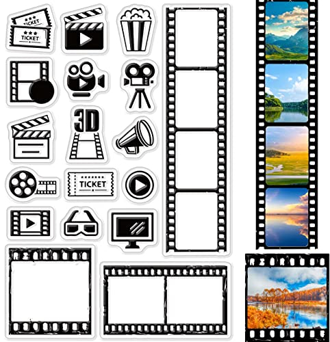 craspire Movie Clear Stamps Movie Icons Tape 3D Glasses Video Transparent Silic1 Stamp Rubber Stamp Für Scrapbooking Geburtstag Fotoalbum Thanksgiving Card Making 4.3 x 6.3 x 0.1 Zoll