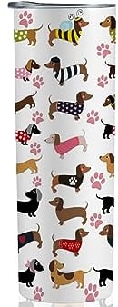 Onebttl Dachshund Gifts for Women, Sausage Dog Travel Mug for Wiener Dog Lovers, Owners, Girls, Friends, Daughters, Coworkers, Vacuum Insulated Stainless Steel Tumbler 590ml, White