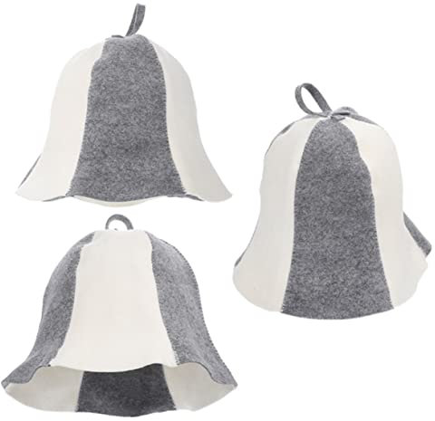 BIUDECO Lot de 3 chapeaux de sauna en feutre pour sauna ukrainien - Chapeau de sauna en laine - Bonnet de sauna pour cheveux - Bonnet de sauna russe pour homme et femme