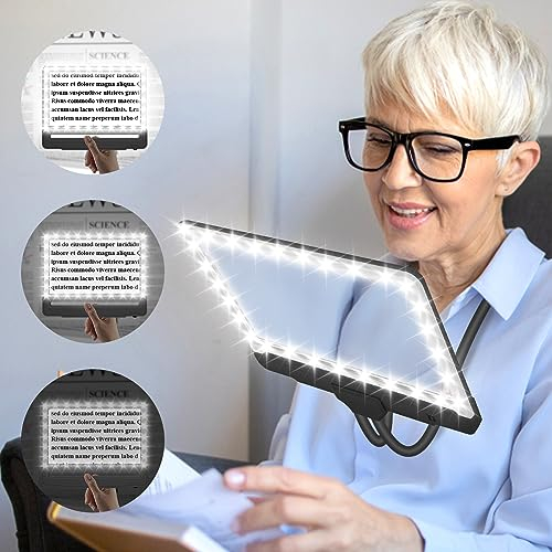 5X Hands Free Lupe mit Licht hängenden Hals, 43 LED flexible Schwanenhals Full Page Vergrößerungsglas, 9.5 x 7.5 große Lupe für das Lesen von kleinen Drucke & Low Vision Senioren mit alternden Augen