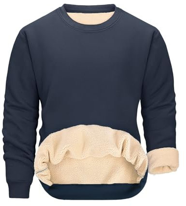 Svanco Felpa in Pile Invernale Uomo Felpa Termica Senza Cappuccio Maglia Collo Rotondo Pesante Pullover Caldo da Lavoro Casual
