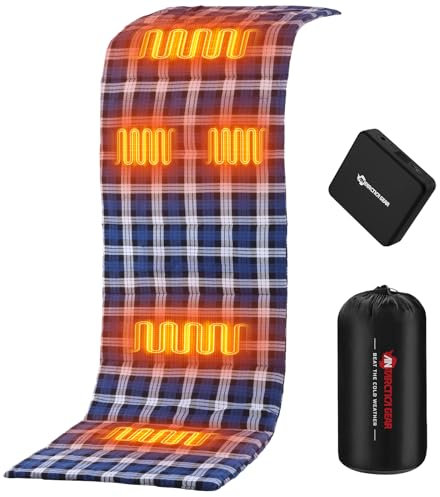 ANTARCTICA GEAR PRO Heated Sleeping Bag Liner, 5 Heated Zones with 16000mAh 12V Battery Heated Pad, Electirc Sleeping Bag Heater for Cold Weather Camping Backpacking or Hiking（Blue）