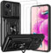 CONAPIKA Funda para Xiaomi Redmi Note 12S + 3 X Cristal Templado, con Cubierta de Cámara Deslizante+360 Grados Magnetic Anillo+Tarjeta Ranura PC y TPU Anti-Choque Case, Negro