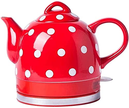 Caldera de té eléctrica de cerámica 1L calentador de agua caliente calentador de agua inalámbrico retro 1000W calentamiento rápido para té café sopa avena base extraíble apagado automático y