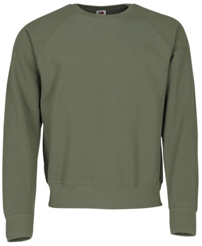 Fruit of the Loom Classic Raglan Sweat + Free MyShirt Fabric Bag, Green, XXL