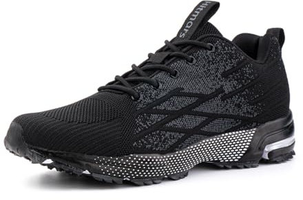 Hitmars Chaussure Running Homme Femme Basket Course Sport Tennis Fitness Gym Outdoor Respirant Confortables Casual Sneakers Gris N1 45EU