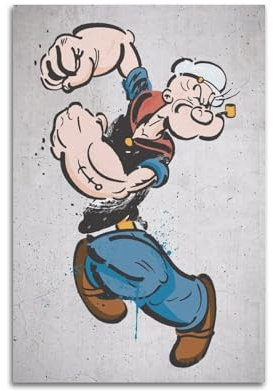 SILATSAWTU Anime-Popeye-Poster, dekoratives Gemälde, Leinwand, Wandposter und Kunstdruck, modernes Familienschlafzimmer-Dekor-Poster, 20 x 30 cm