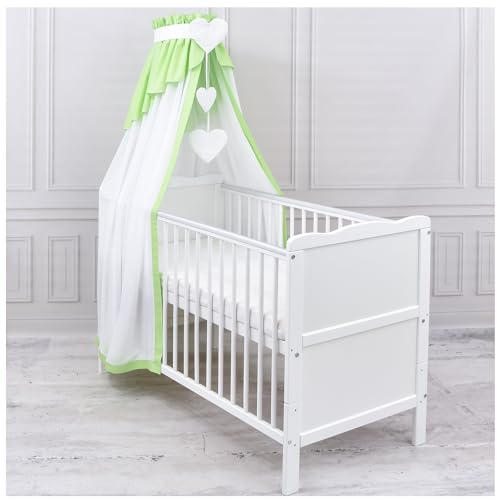 Generisch Baby Delux Babybett Himmel Betthimmel Chiffon Baumwolle Verlauf Baldachin für Babybett Kinderbett Wiege Stubenwagen Himmelstange Applikationen Deko (Grün, ohne Himmelstange)