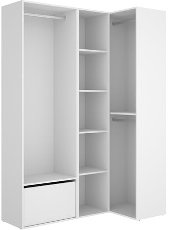 DEKIT GRUPO RIMOBEL SUIT - Conjunto de armario-vestidor rinconero con zapatero - BLANCO/NATURAL - 205 x 1445 x 79,5