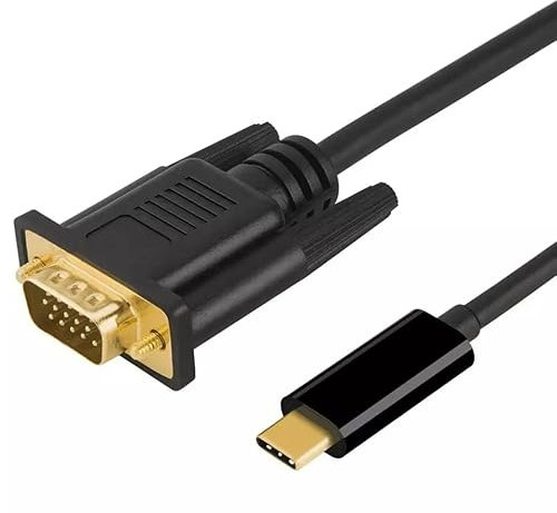 USB C to VGA Cable Type C to VGA Adapter Converter HD Gold Plated 15Pin Thunderbolt 3 Male to Male 1080P compatible with iPhone 15,iPad Pro,MacBook Pro/Air 2023,Samsung, Dell XPS,Projector (1.8 Meter)