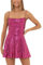 Yoisdtxc Mini robe à paillettes pour femme, dos nu, bretelles spaghetti, trapèze, pour cocktail, plage, streetwear, rose rouge, XL