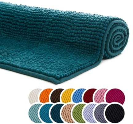 liebling Badteppich, 100% Polyester - Mikrofaser, Serie Chile, 70 x 120 cm, 30 Grad waschbar, Fußbodenheizung geeignet, Farbe: Petrol