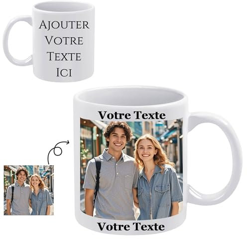 Mug Personnalisé Photo | Tasse Personnalisable Photo | Tasse Personnalisée avec Photo/Texte, Mugs et Tasses à Café Mug Personnalisé Cadeau Personnalisé Cadeau Femme Anniversaire, 325ml (Style 2)