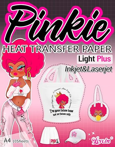 Lovein Photo Heat Transfer Paper A4 10 Sheets Iron Transfer Paper Printable Heat Transfer Vinyl for Light Fabric T-Shirts/Textiles White Inkjet Printing Paper & Laser Printer (LI-H-L3.0-10)