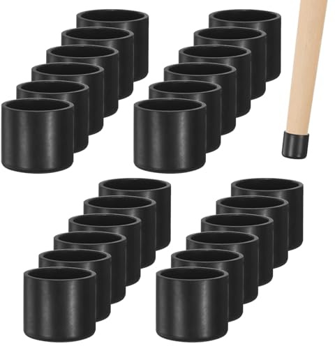 M METERXITY 24 Pcs Embouts de Pieds de Chaise, 22mm PVC Protecteurs de Sol pour Pieds de Chaise pour Chaises Pliantes/Chaises en Métal/Meubles, Tables, Embouts Ronds Antidérapants [Noir]