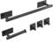 M.J COMFY-LIFE 5pcs Bathroom Accessories Set No Drilling Towel and Toilet Roll Holder Set, Self Adhesive Toilet Roll Holder, Towel Rail, Hook (Black)