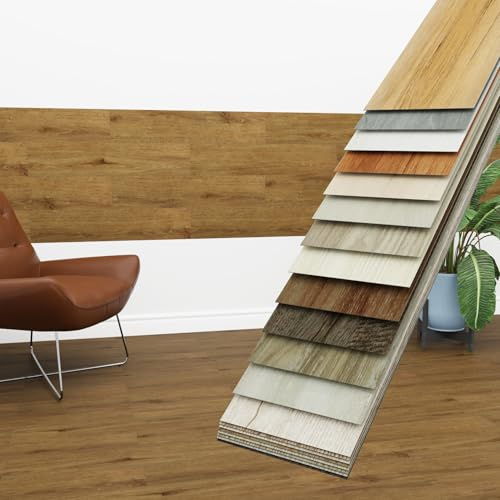 HEXIM Vinyldielen 5m² selbstklebend PVC Wandverkleidung dunkler Bodenbelag Holzoptik 91x15cm Paneele für Wand & Boden Holzdielen braun (36 Dielen Dark Mahagony - 1815-24)