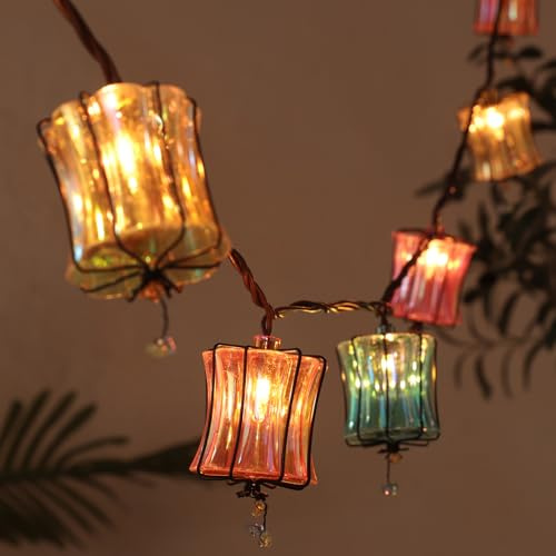 TWINKVILLA Outdoor String Lights Plug in with 10 Incandescent Bulbs, Multicolor Patio Lights Connectable Weatherproof Decorative Lantern String Lights for Gazebo Porch Bedroom Cottagecore Decor