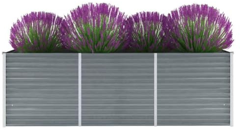 Massbinet Hochbeet Metall Premium hochbeet Balkon oder Garten Pflanzkasten Hochbeete-Kit Kräuterbeet Balkon Hochbeet Hochbeete für Garten Verzinkter Stahl 240x80x77 cm Grau