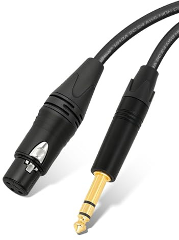 Superbat Cable Microfono XLR Hembra a Jack 60cm, Cable XLR a 6.35mm 1/4 Pulgada TRS Estéreo Balanceado para Micrófono, Mixer, Altavoz, Amplificador, Caja de Sonido